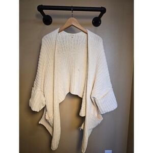 POL Chunky Thick Knit Sweater Boxy Open Cardigan Cream White Boho